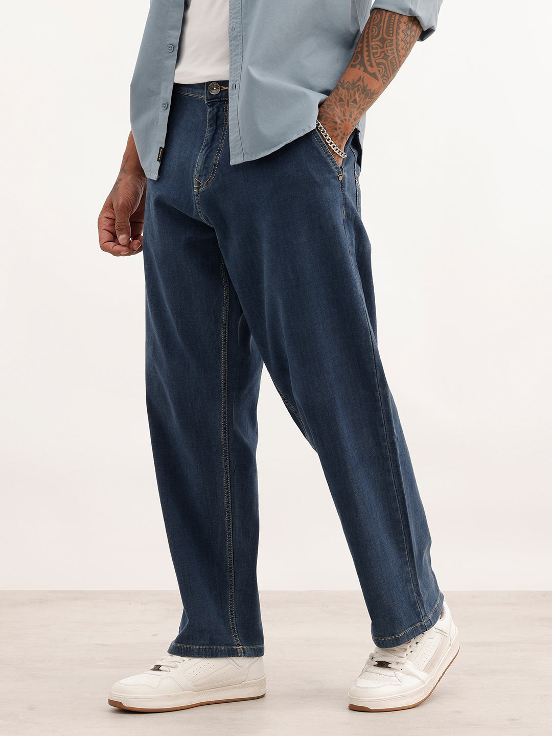 Solid Loose Fit Denim Jeans | Blue | WWJN9802S