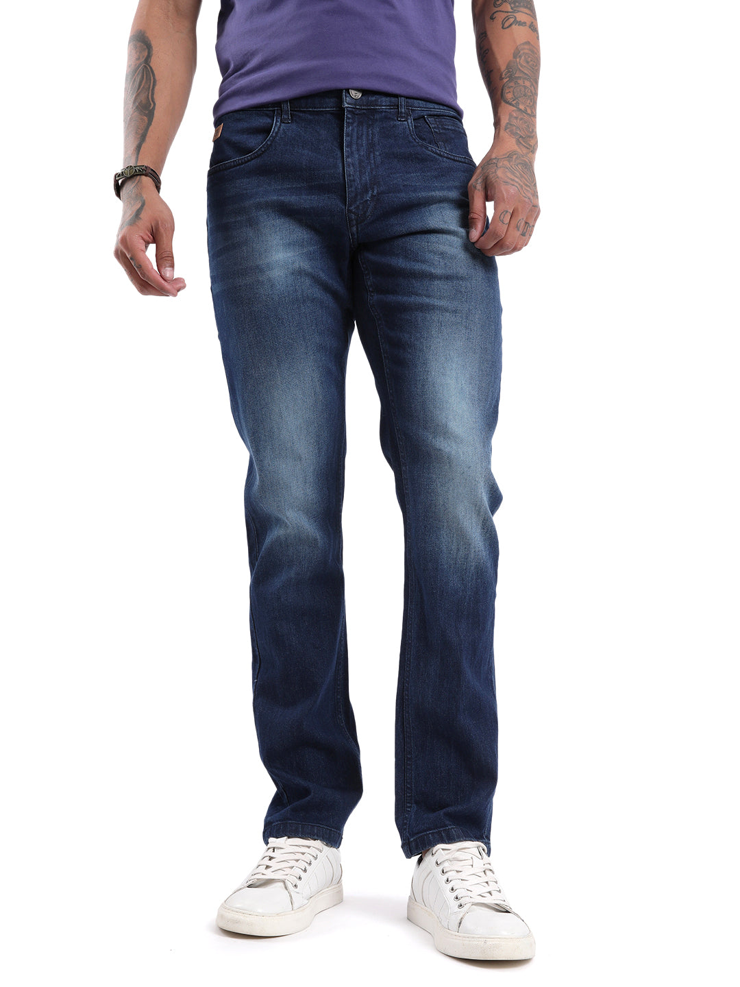 Blue Blend Straight Fit Jeans