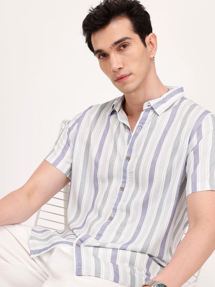 Slim Fit Striped Shirt | Grey