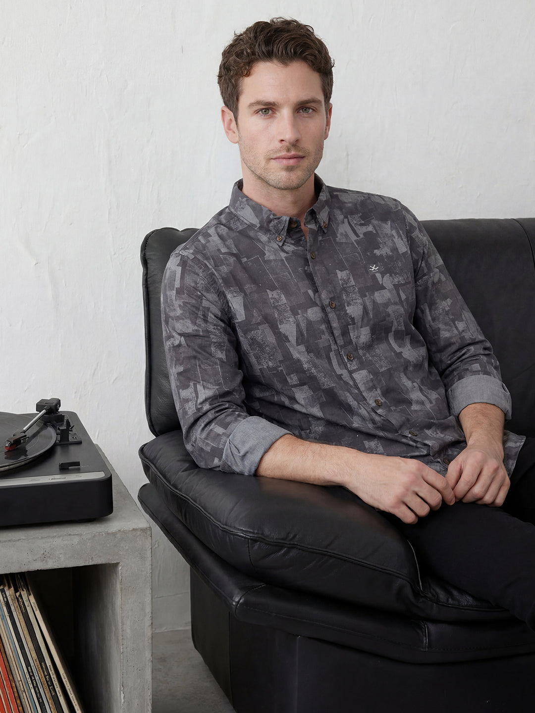 Slim Fit AOP Shirt | Grey