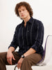 Slim Fit Striped Full Sleeve Shirt | Dark Blue