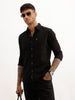 Solid Regular Fit Full Sleeve Shirt | Black