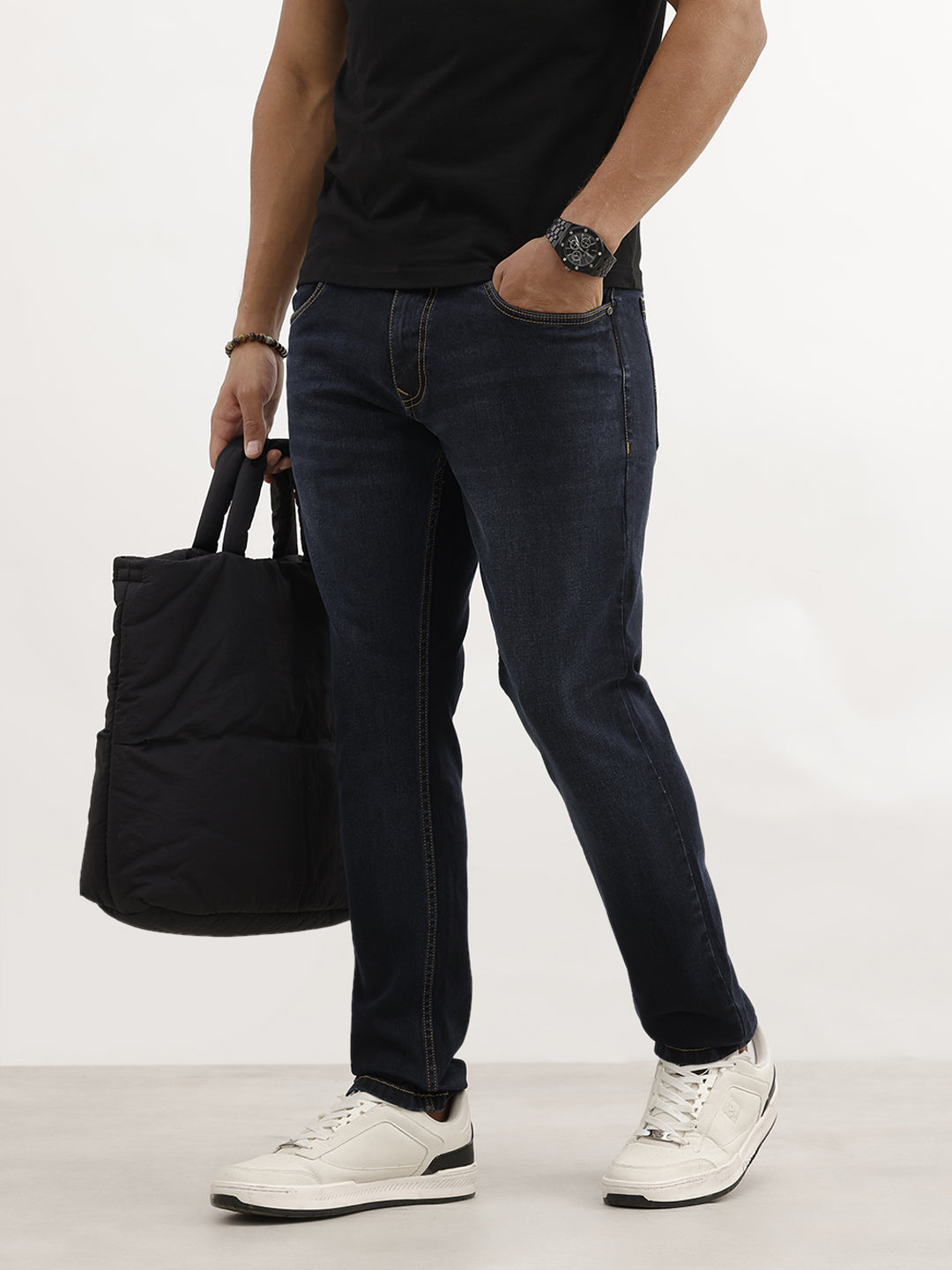 Faded Slim Fit Denim Jeans | Dark Blue