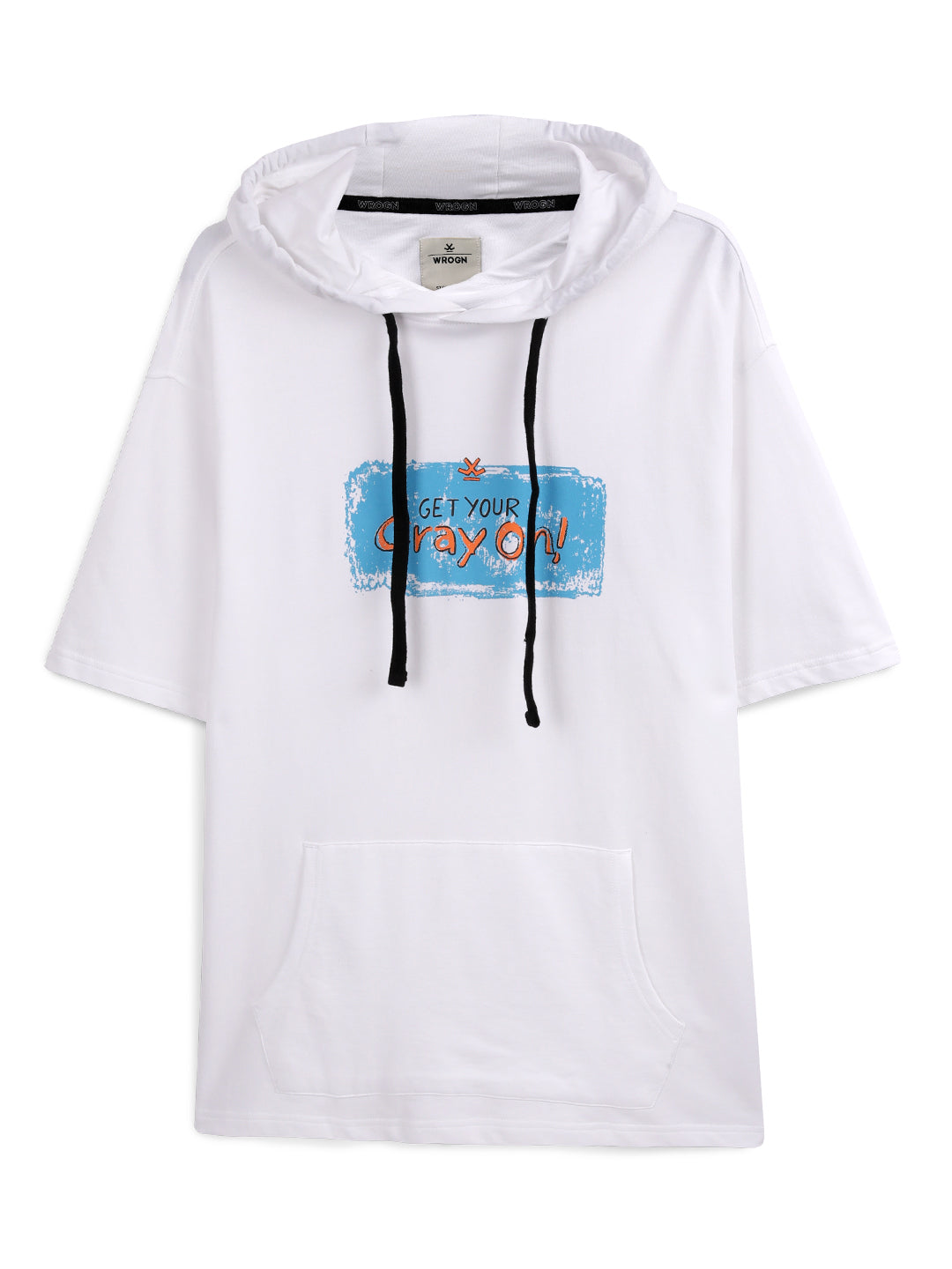 Half Sleeve Placement Print Boxy Hoodie