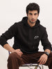 Comfort Fit Embroidery Detail Hooded Sweatshirt | Black