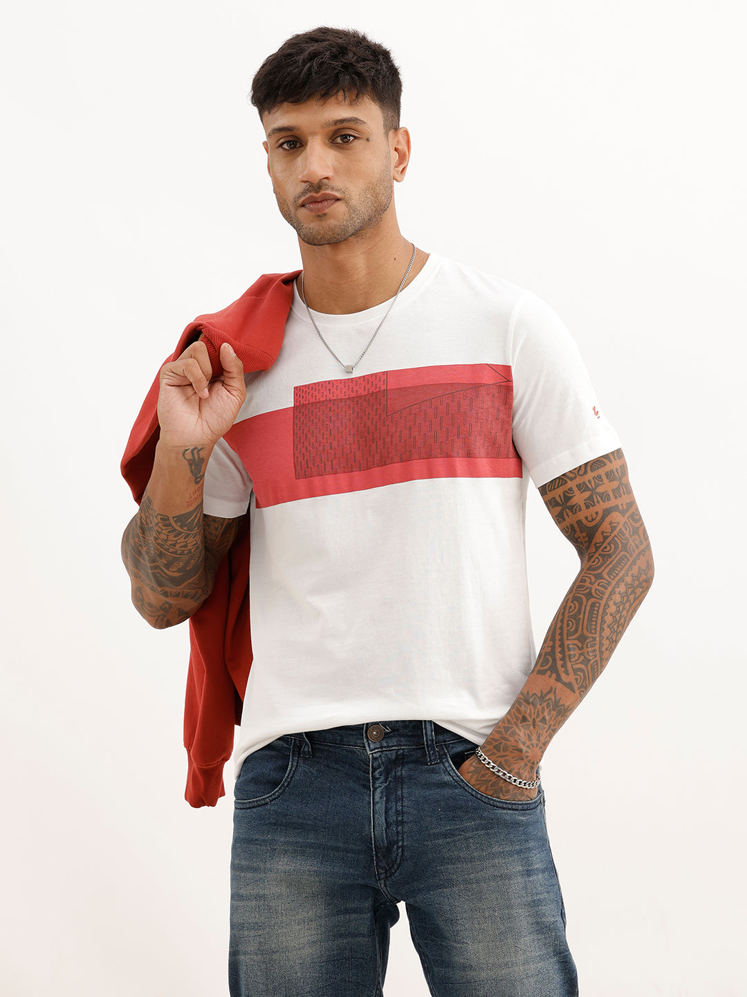 Slim Fit Placement Printed T-Shirt | White