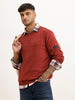 Solid Regular Fit Full Sleeve Sweater | Rust