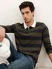Classic Contrast Collar Full Sleeve Polo T-Shirt | Olive