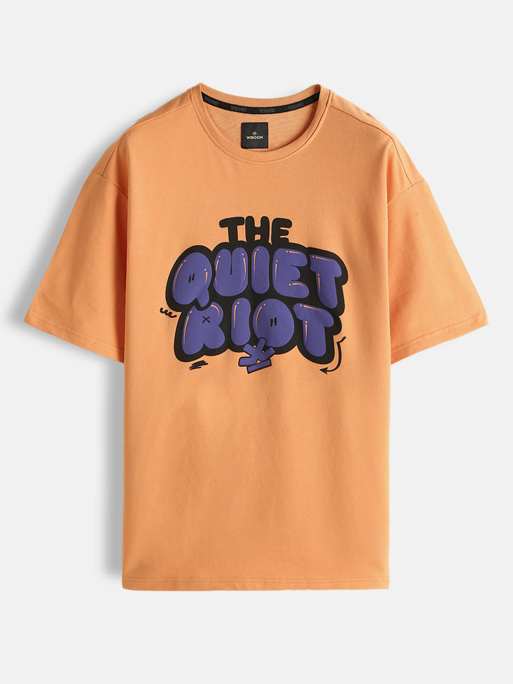 Puff Print Oversized Fit T-Shirt | Light Orange