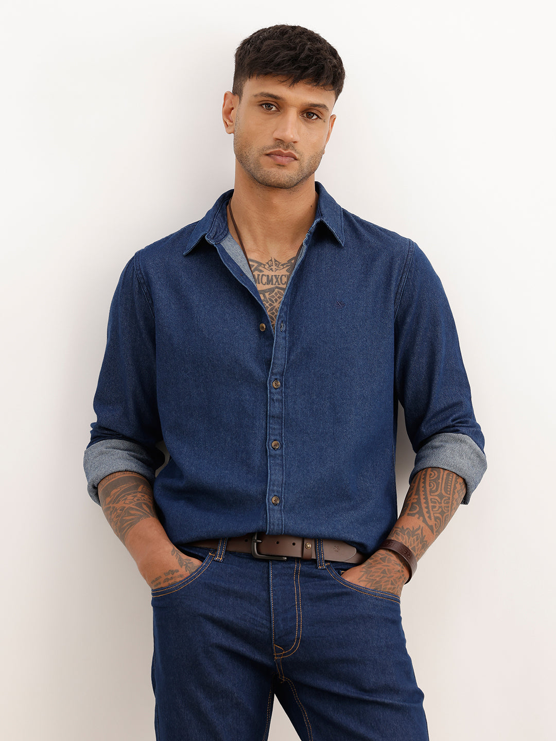 Classsic Slim Fit Denim Shirt | Blue