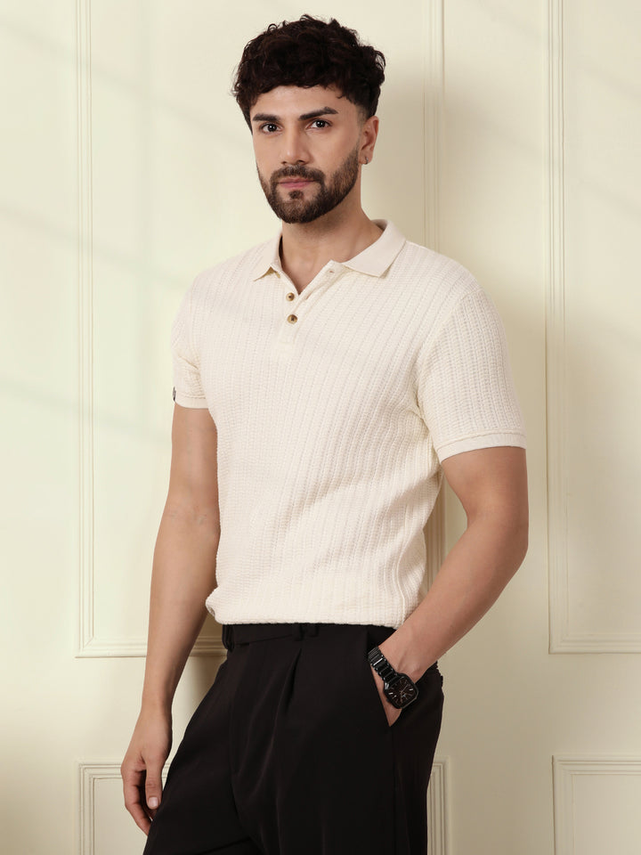 Solid Textured Polo | Off White