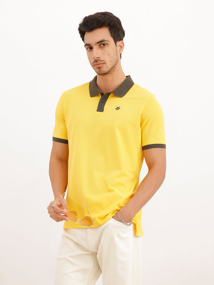 Regular Fit Placement Printed Polo T-Shirt | Yellow