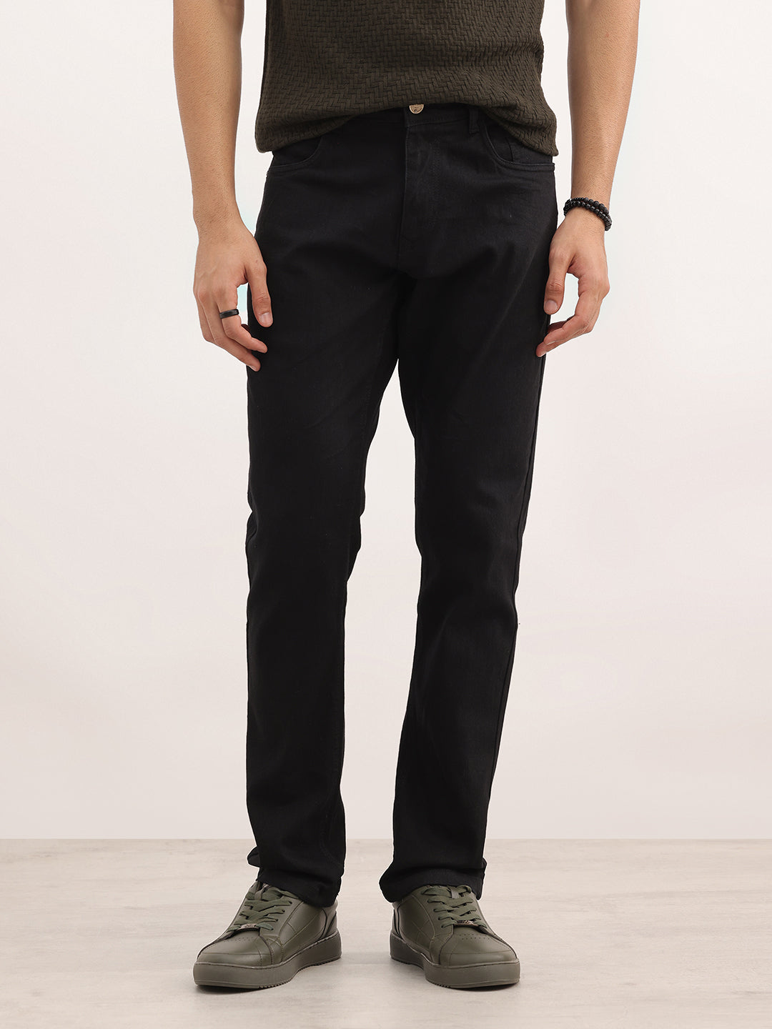 Solid Slim Fit Denim Jeans | Black