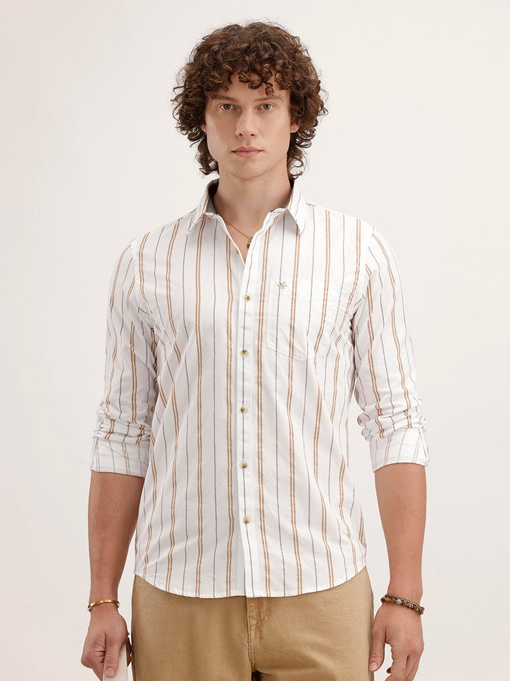 Slim Fit Striped Shirt | White