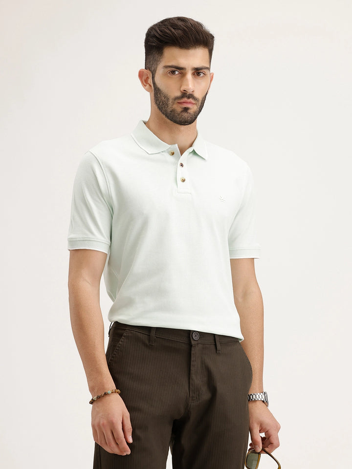 Solid Slim Fit Polo T-Shirt | Light Green