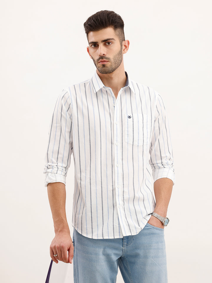 Slim Fit Striped Shirt | White