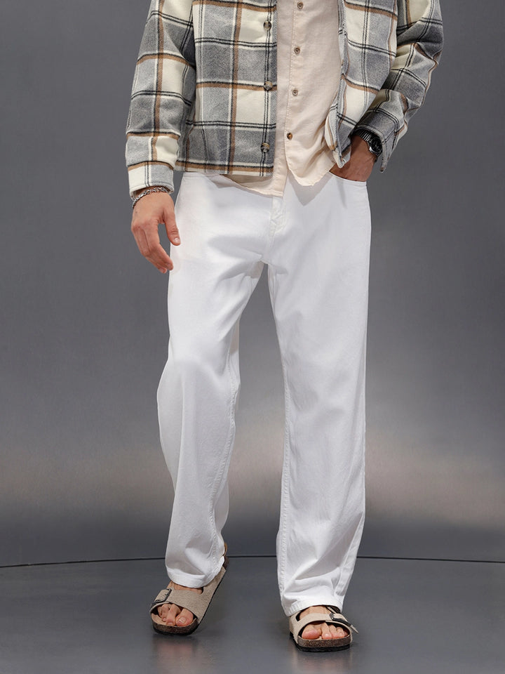 Solid Loose Fit White Jeans | White