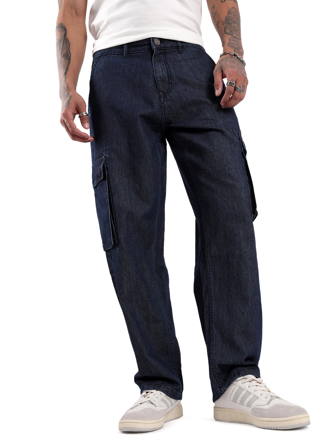 Loose Fit Blue Cargo Jeans