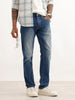 Faded Straight Fit Denim Jeans | Blue