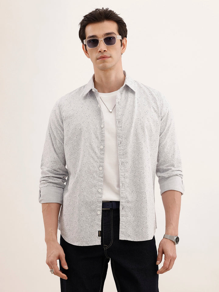 Regular Fit AOP Full Sleeved Shirt | Grey