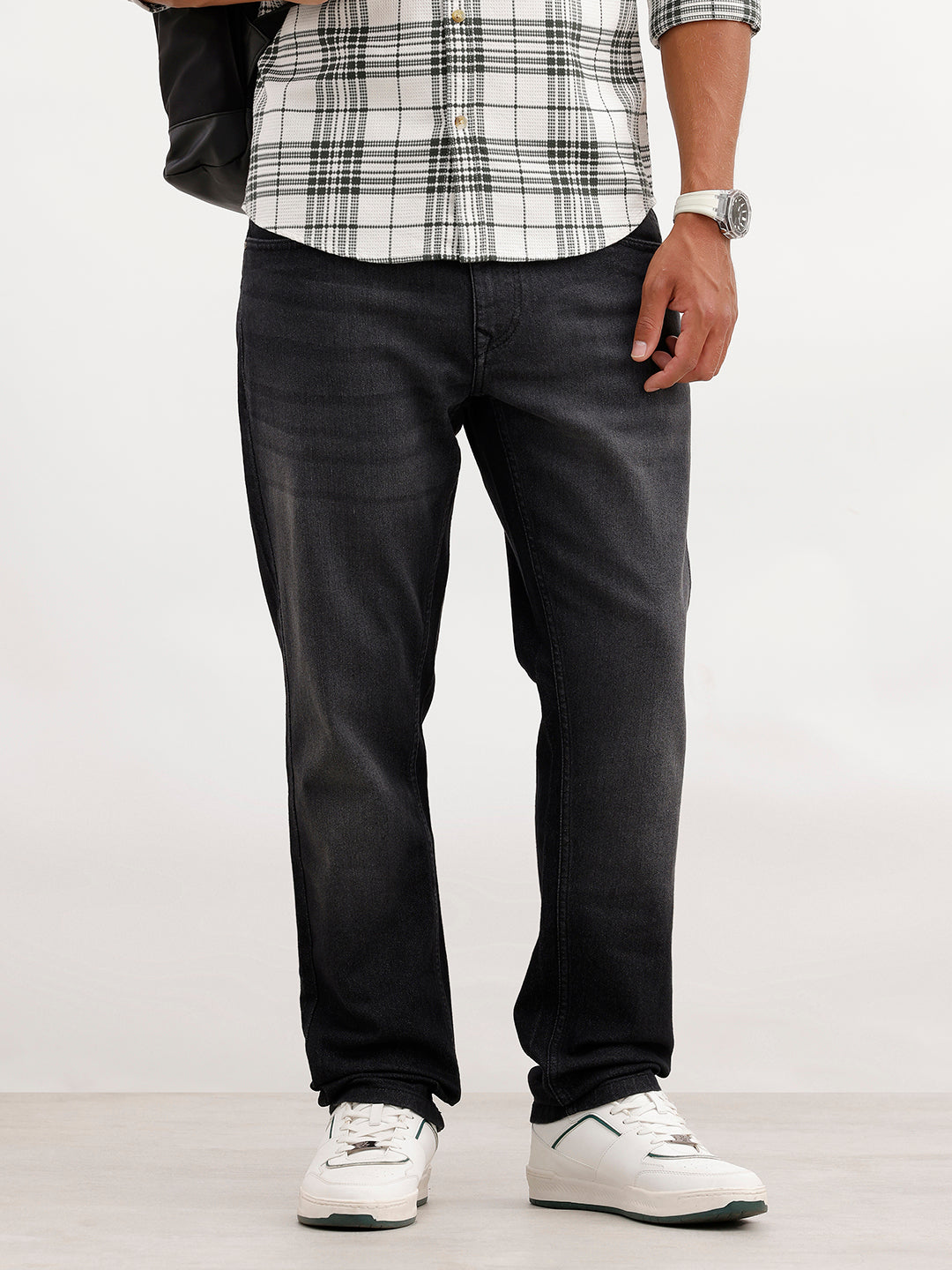 Faded Slim Fit Denim Jeans | Dark Grey