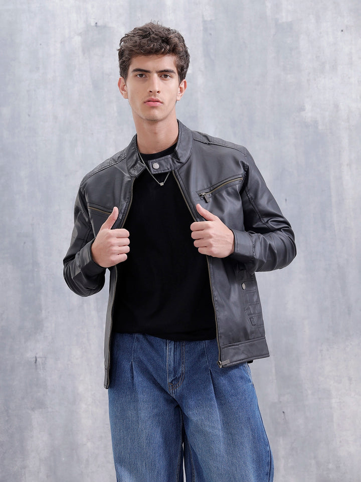 Men's Casual Biker Jacket | Black