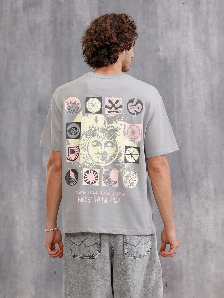 Back Print Oversized Tee | Grey