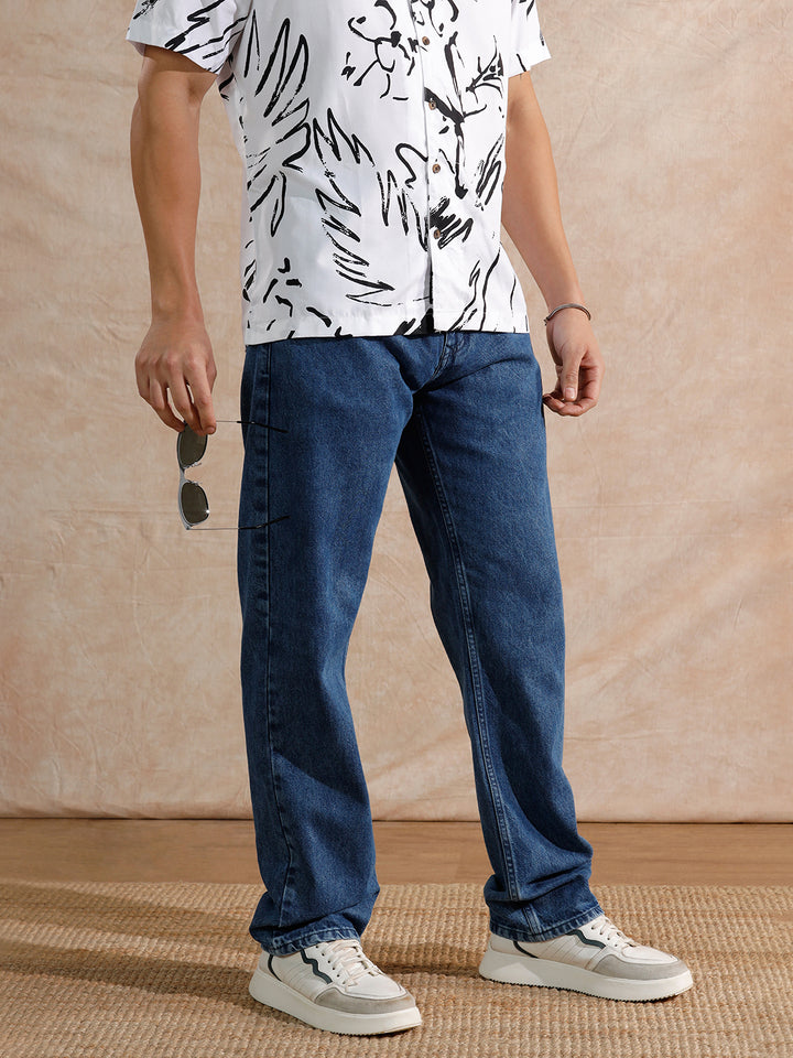 Solid Heavy Fade Anti Fit Jeans | Blue