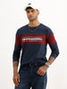 Slim Fit Cut & Sew Full Sleeve T-Shirt | Navy Blue