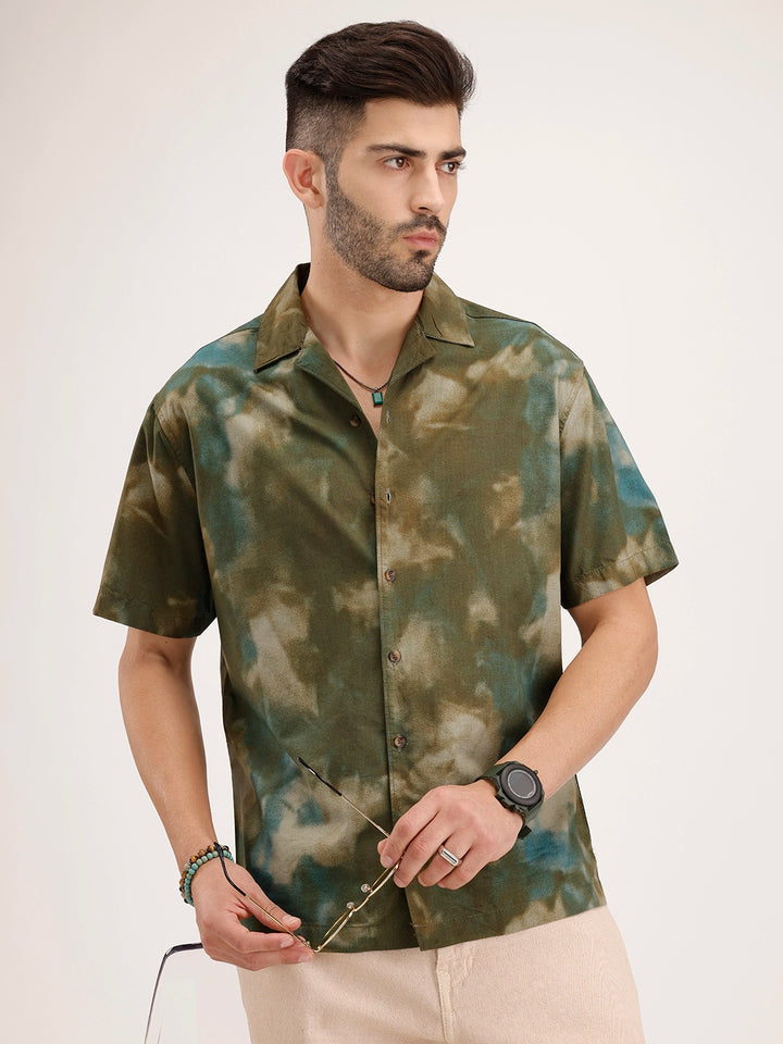 Resort Collar AOP Shirt | Olive