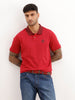 Slim Fit Contrast Sleeve Polo T-Shirt | Red