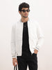 Classic Slim Fit Tipping Collar Bomber Jacket | White