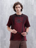 Bizarre Elements Logo Spray Oversized Cotton T-Shirt | Maroon