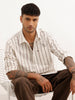 Textured Slim Fit Striped Shirt | Off White