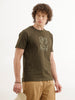 Slim Fit Puffer Printed T-Shirt  | Olive
