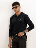 Slim Fit Full Sleeve Placement Printed Polo T-Shirt | Black