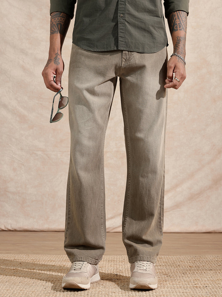 Solid Anti Fit Jeans  | Khaki