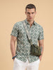 Slim Fit AOP Half Sleeve Shirt | Dark Green