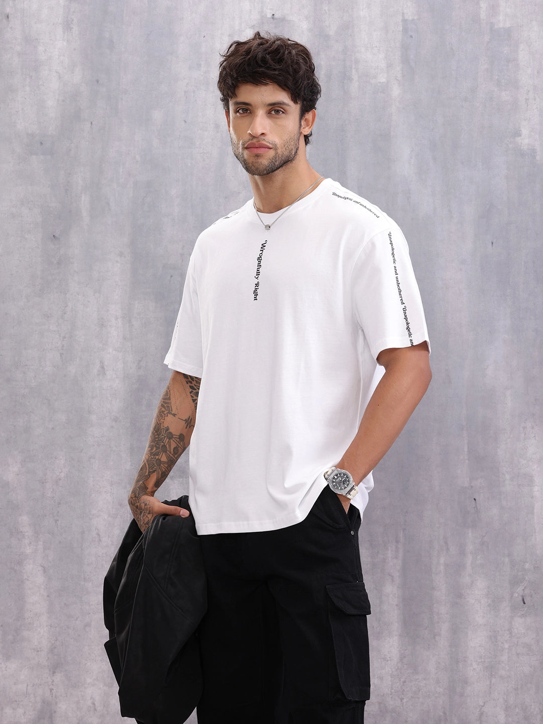 Typo Graphic Printed Oversized Fit T-shirt | White