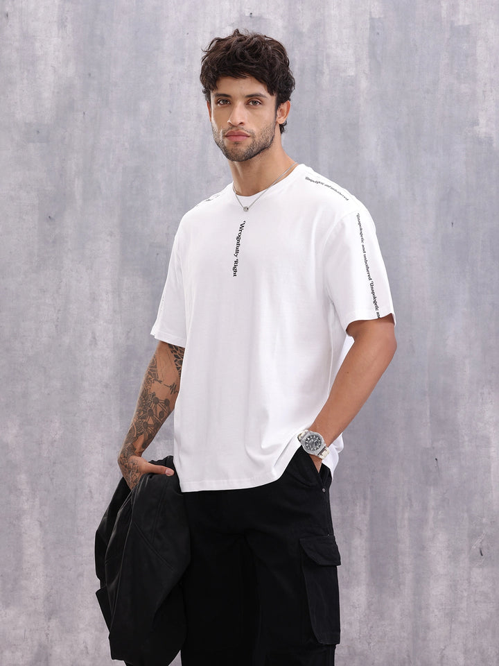 Typo Graphic Printed Oversized Fit T-shirt | White