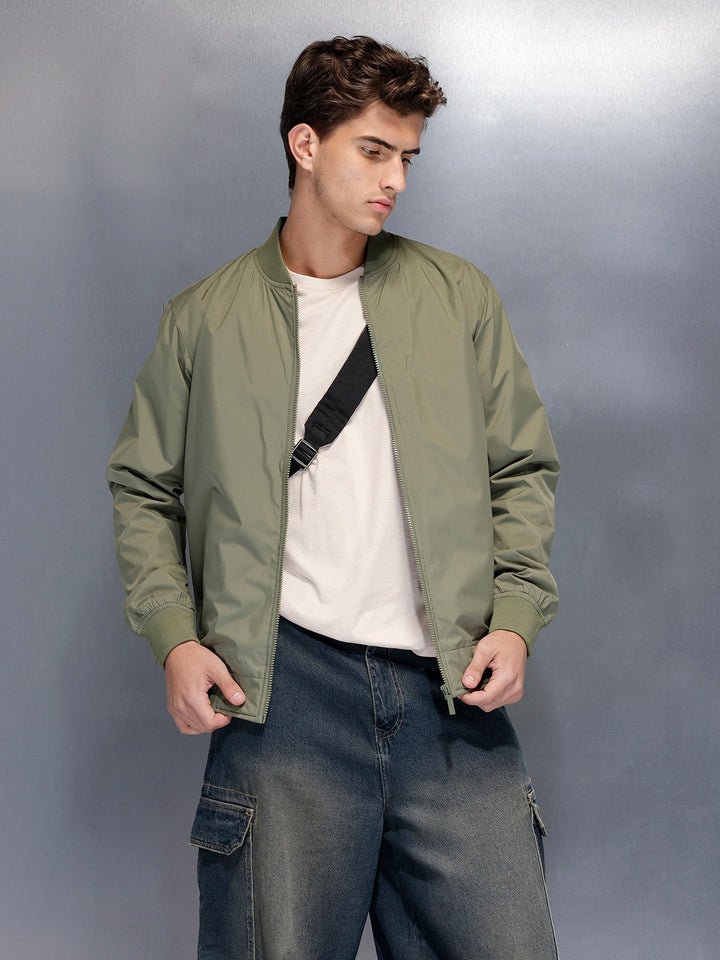 Lightweight zip-up jacket | Olive