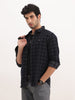 Slim Fit Checkered Corduroy Shirt | Black