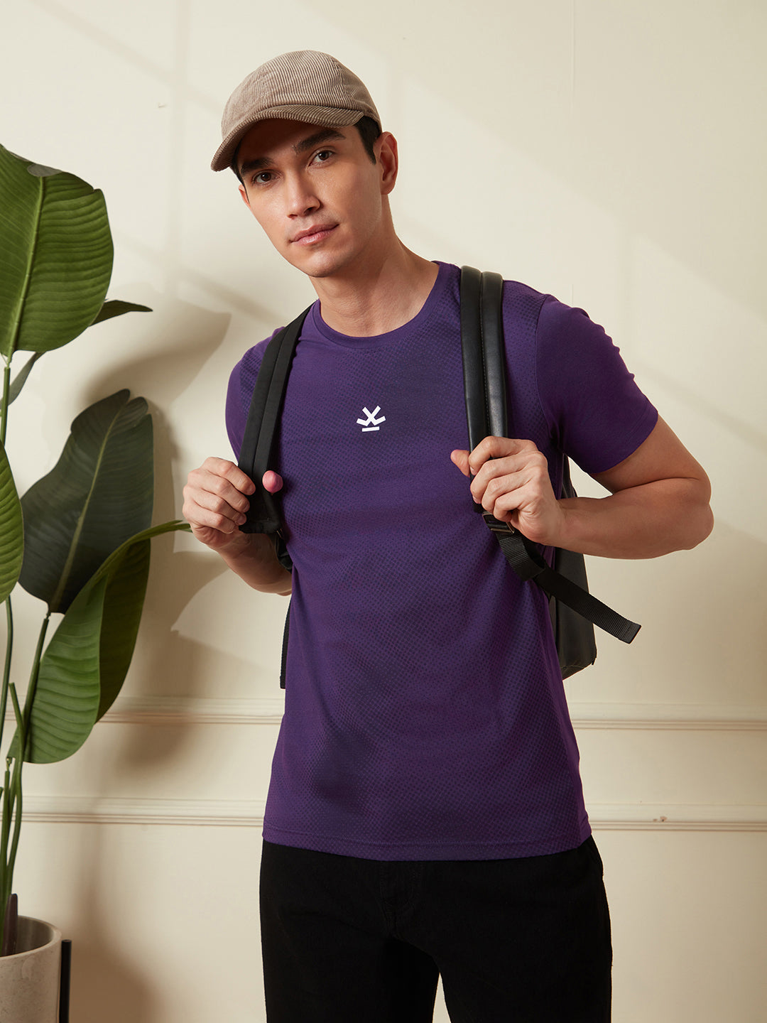 Panel Printed Purple T-Shirt