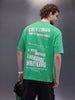 Distressed Printed Oversized T-Shirt | Green