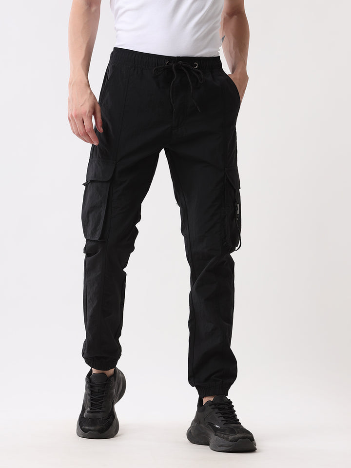 Black Nylon Cargo Jogger