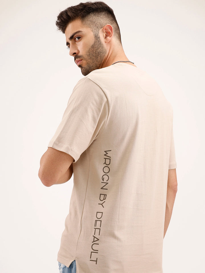 Oversized Fit Placement Printed T-Shirt | Beige