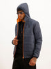 Solid Regular Fit Puffer Jacket | Navy Blue