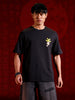 Men’s bold chest print oversized T-shirt | Black