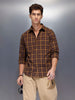 Men’s brown flannel-style check shirt | Khaki