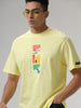 Yellow Sticker Print Oversized T-Shirt